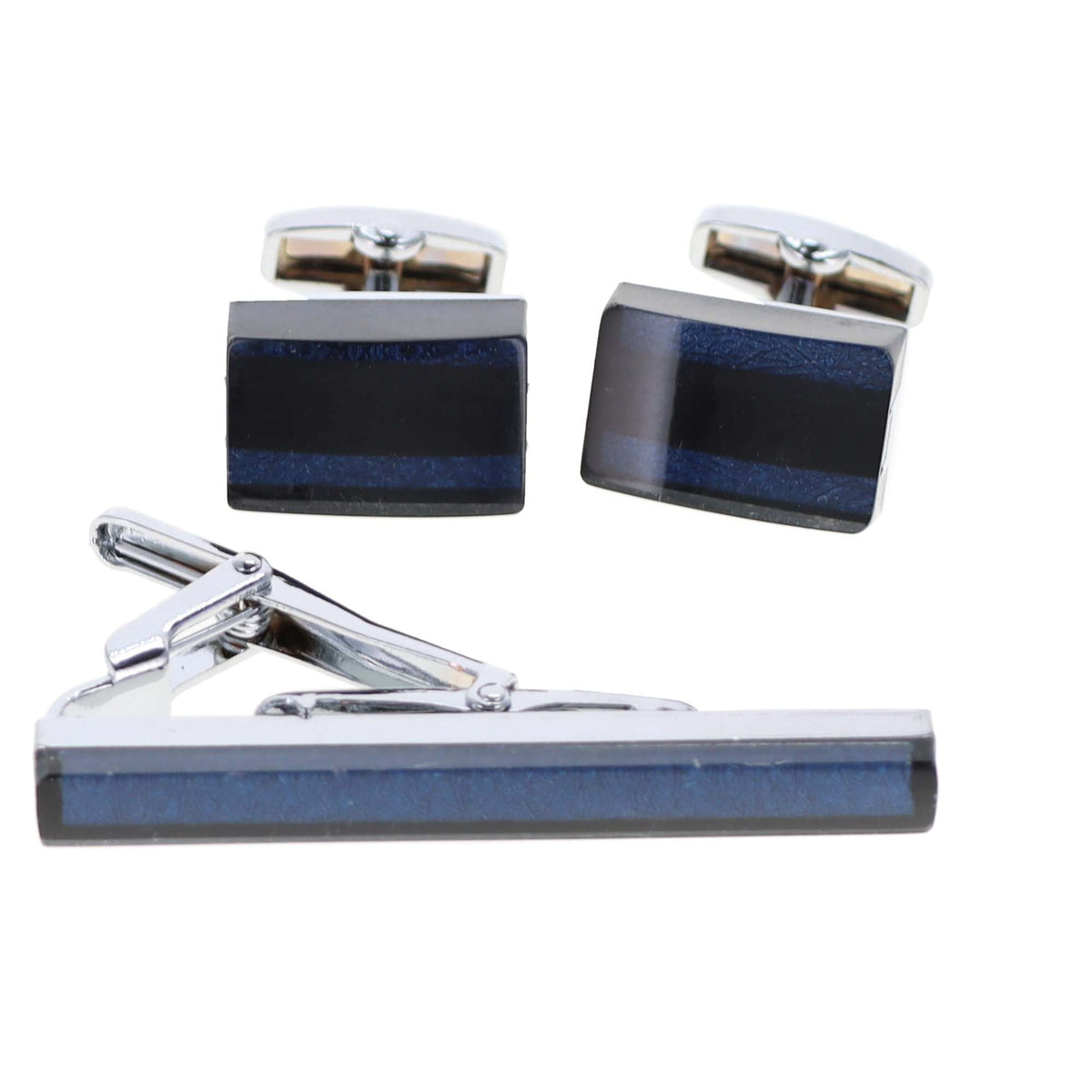 Vittorio Vico Men's Enamel Cufflink &amp; Tie Bar Set in Gift Box