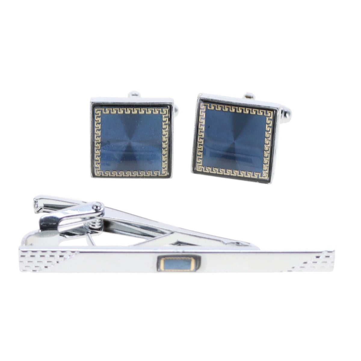 Vittorio Vico Men's Enamel Cufflink &amp; Tie Bar Set in Gift Box