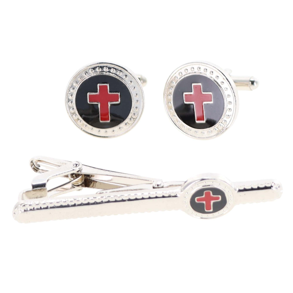 Vittorio Vico Religious Cufflink &amp; Tie Bar Set in Gift Box
