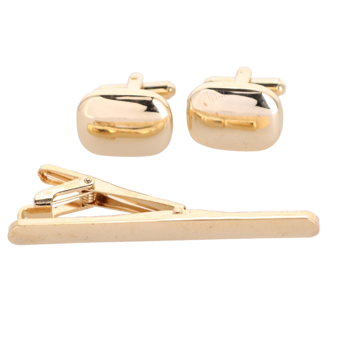 Vittorio Vico Plain Gold Cufflinks &amp; Tie Bar Set by Classy Cufflinks - CLTB-384 - Classy Cufflinks