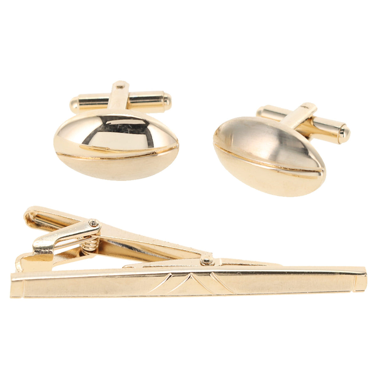 Vittorio Vico Plain Gold Cufflinks &amp; Tie Bar Set by Classy Cufflinks - CLTB-403 - Classy Cufflinks