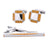 Vittorio Vico Plain Silver Cufflink & Tie Bar Set in Gift Box