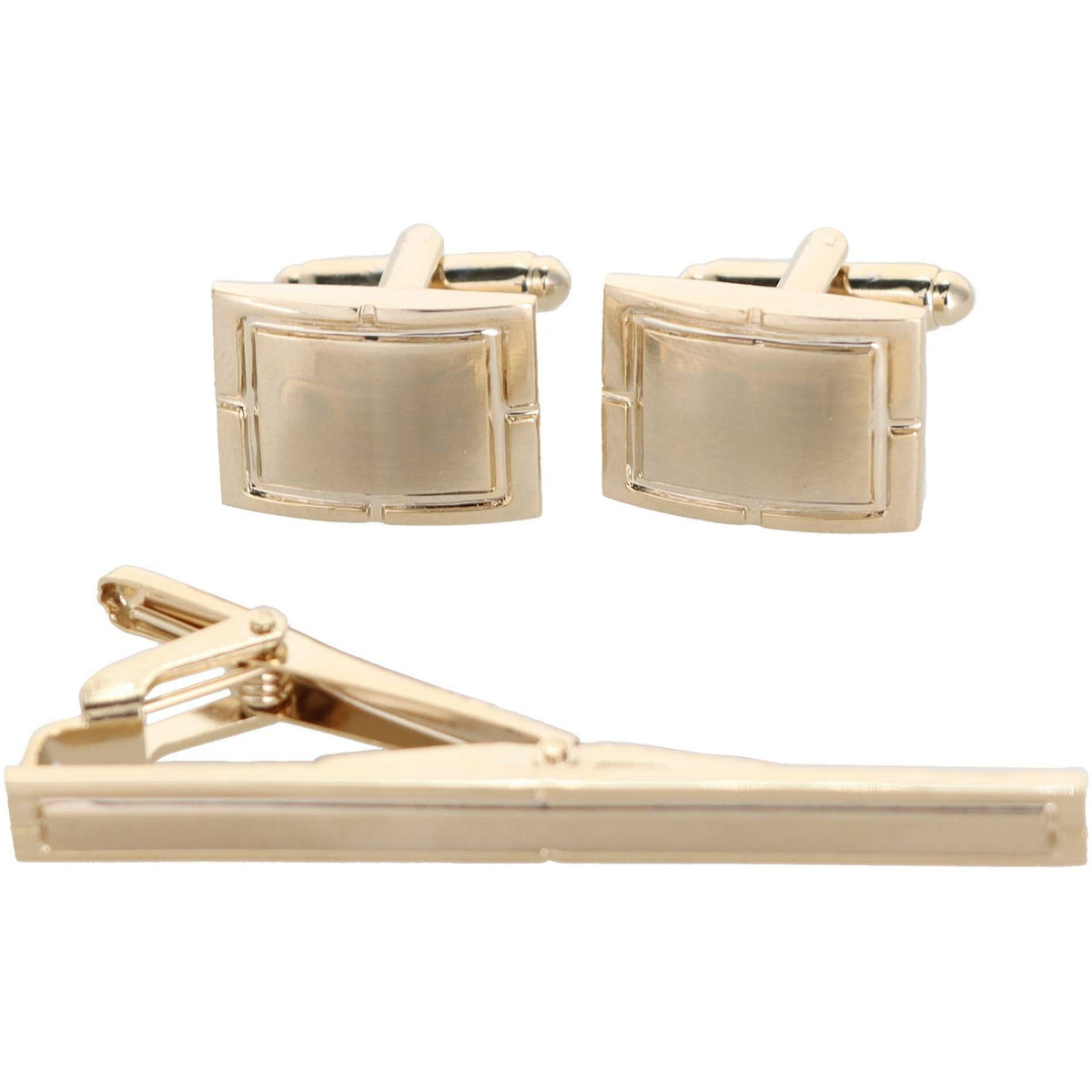 Vittorio Vico Plain Gold Cufflinks &amp; Tie Bar Set by Classy Cufflinks - cltb-459 - Classy Cufflinks
