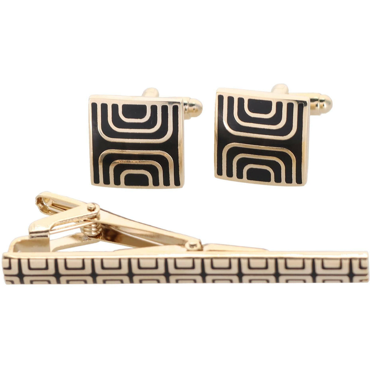 Vittorio Vico Plain Gold Cufflinks &amp; Tie Bar Set by Classy Cufflinks - CLTB-461 - Classy Cufflinks