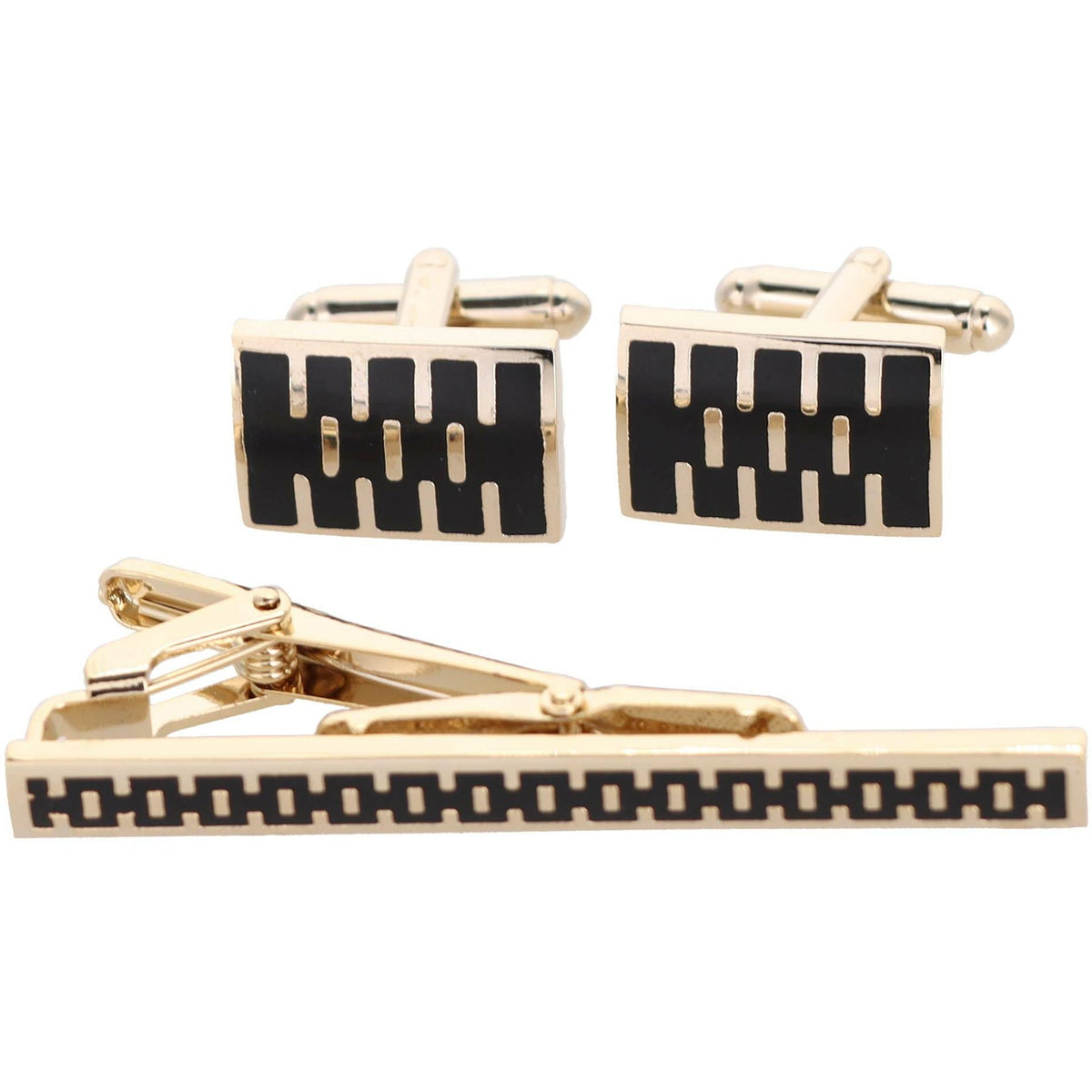 Vittorio Vico Plain Gold Cufflinks &amp; Tie Bar Set by Classy Cufflinks - CLTB-467 - Classy Cufflinks