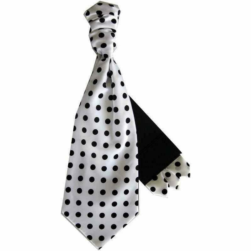 Vittorio Farina Men's Pretied Navy and White Dot Polka Dot Cravat &amp; Pocket Square