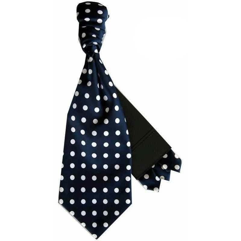 Vittorio Farina Men's Pretied Navy and White Dot Polka Dot Cravat &amp; Pocket Square
