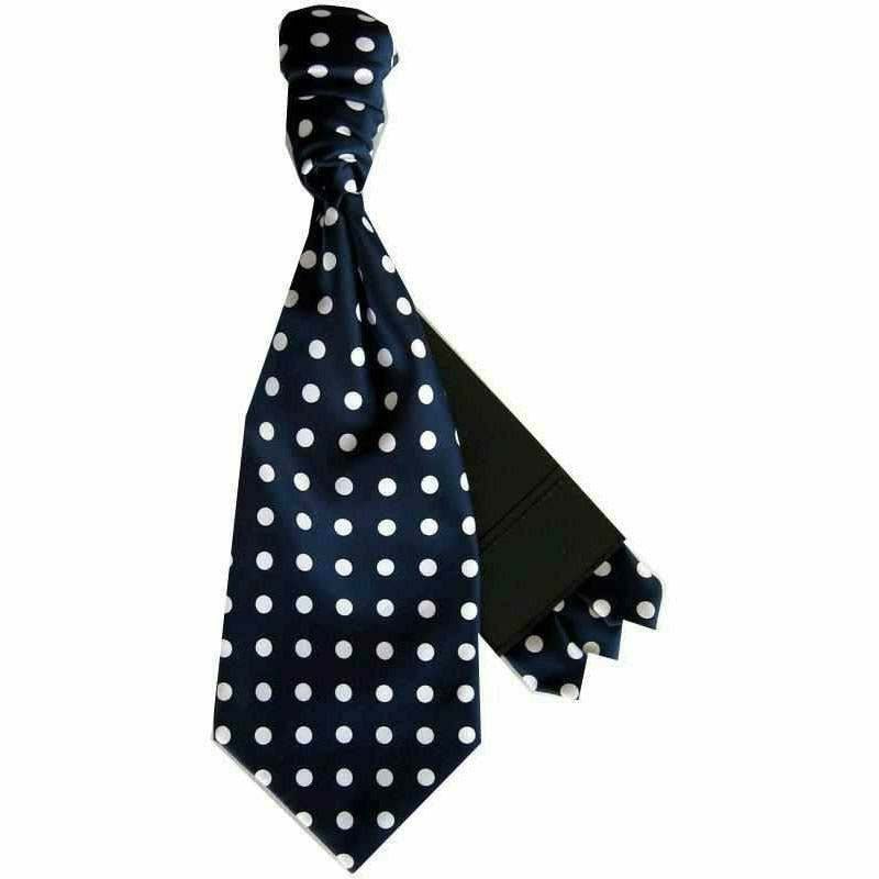 Vittorio Farina Men's Pretied Navy and White Dot Polka Dot Cravat &amp; Pocket Square