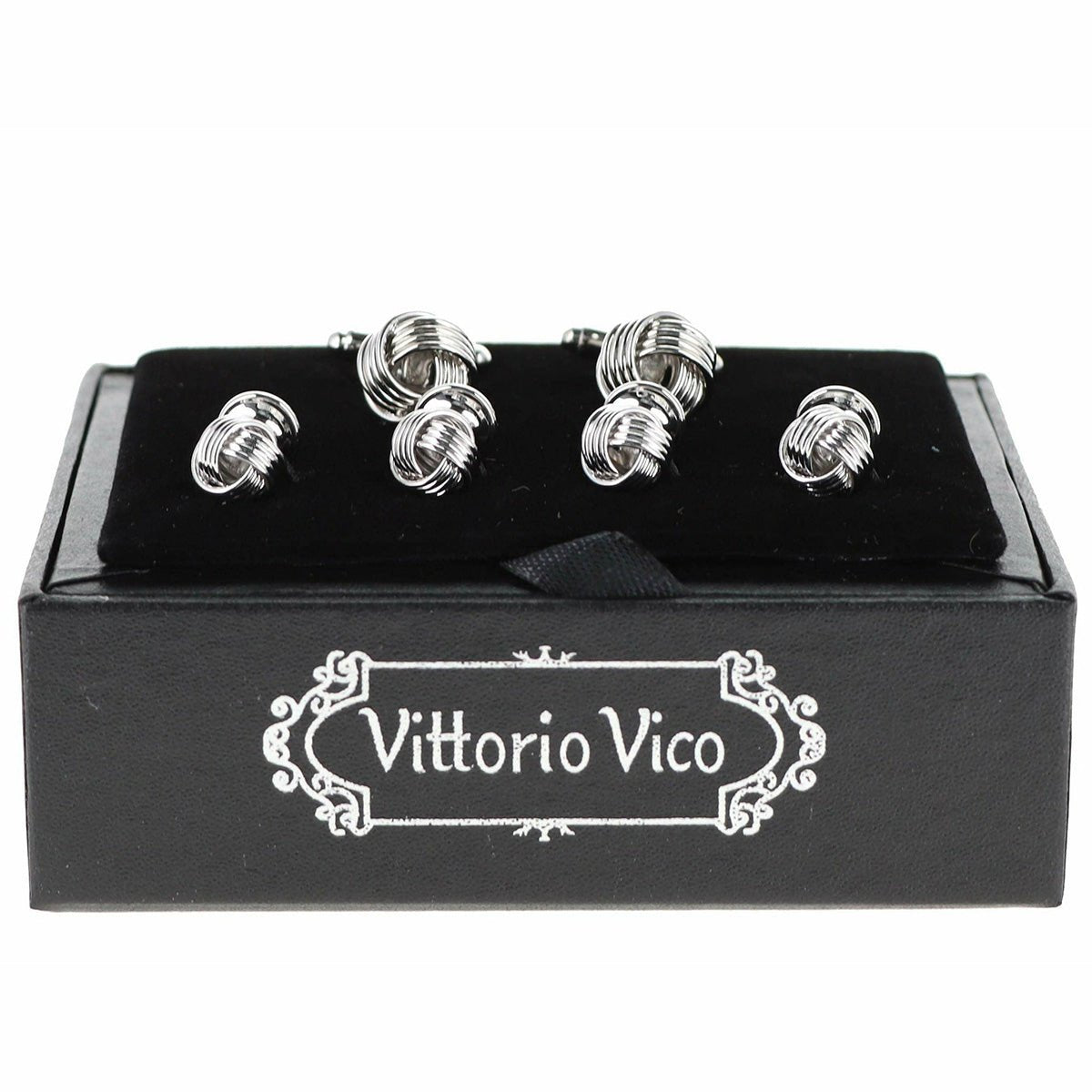 Vittorio Vico Silver Cufflinks &amp; Stud Sets by Classy Cufflinks - fs-105-silver - Classy Cufflinks