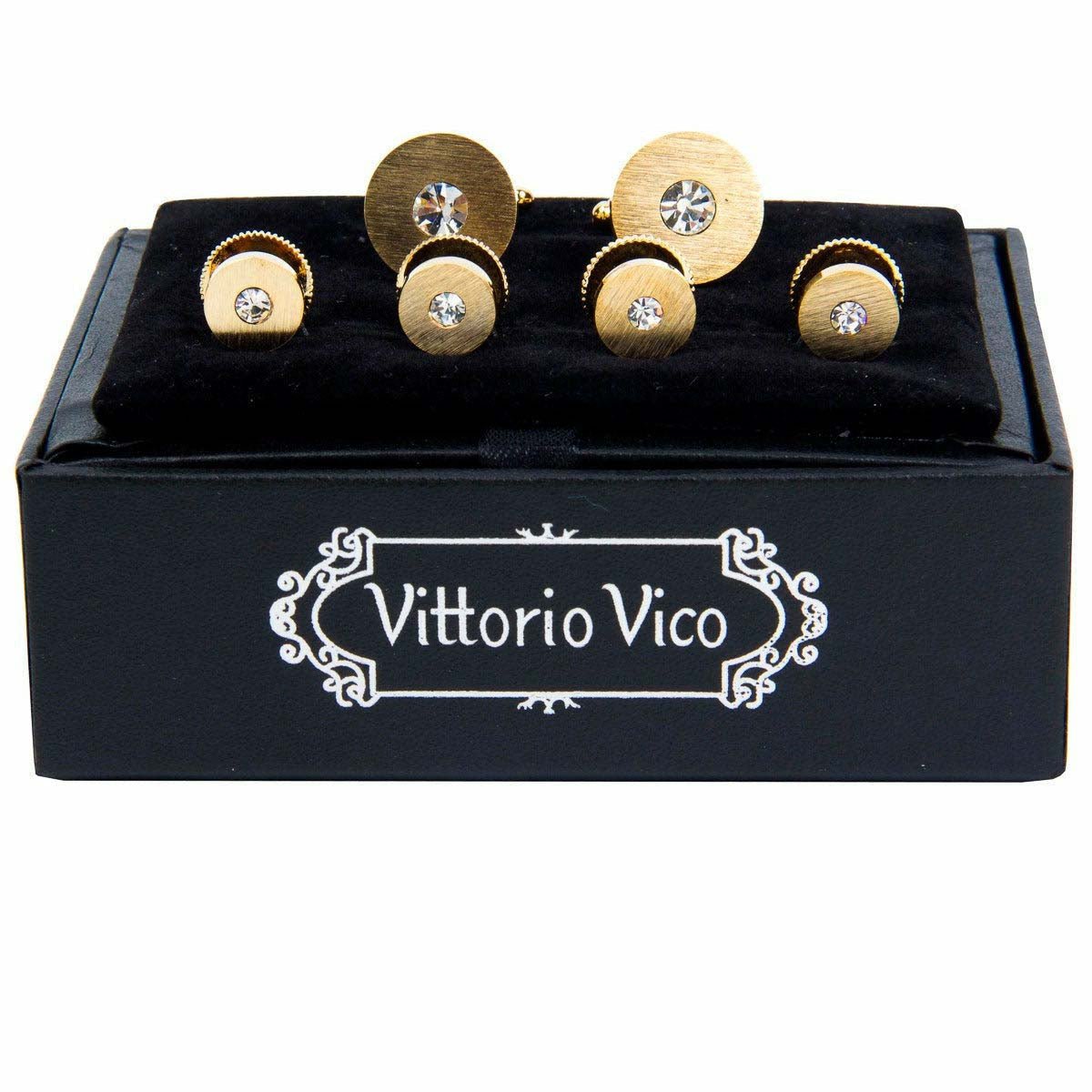 Vittorio Vico Men's Gold Cufflink &amp; Stud Sets in Gift Box