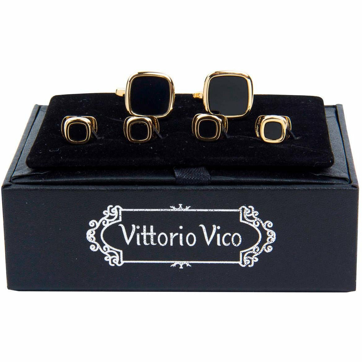 Vittorio Vico Men's Gold Cufflink &amp; Stud Sets in Gift Box