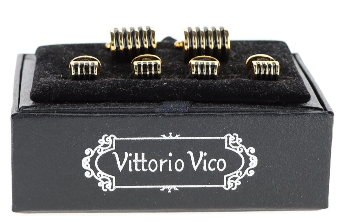Vittorio Vico Men's Gold Cufflink &amp; Stud Sets in Gift Box