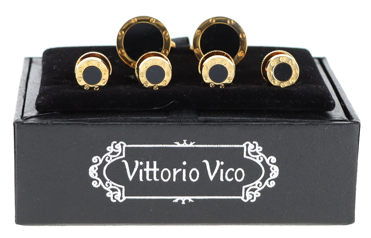 Vittorio Vico Men's Gold Cufflink &amp; Stud Sets in Gift Box