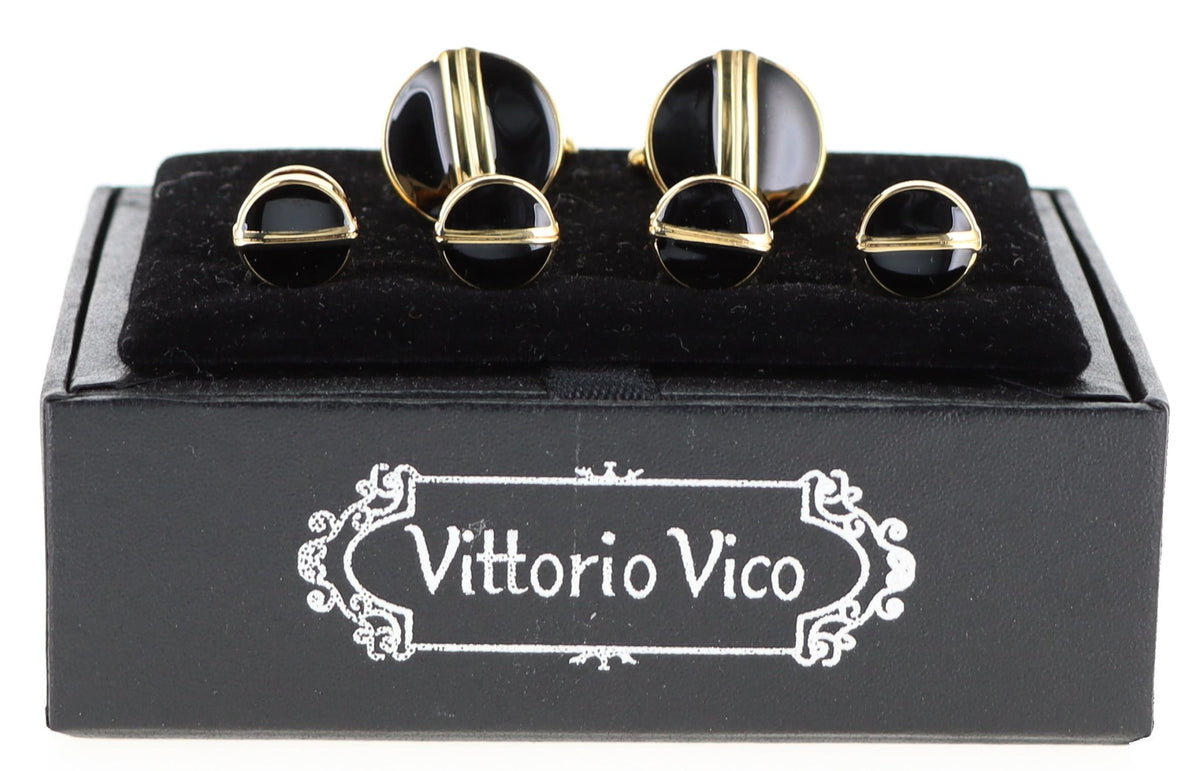 Vittorio Vico Men's Gold Cufflink &amp; Stud Sets in Gift Box