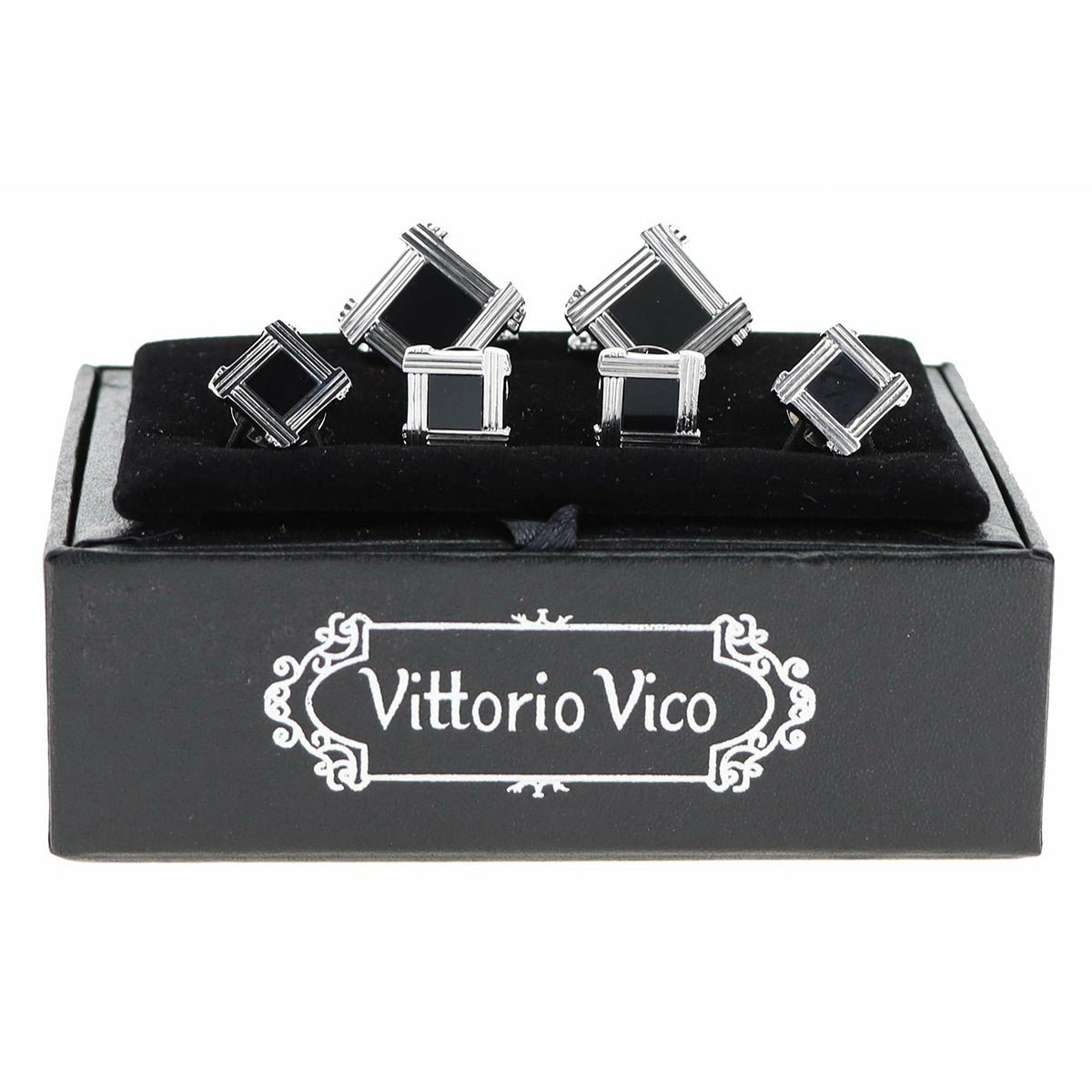 Vittorio Vico Silver Cufflinks &amp; Stud Sets by Classy Cufflinks - fs-20-silver - Classy Cufflinks