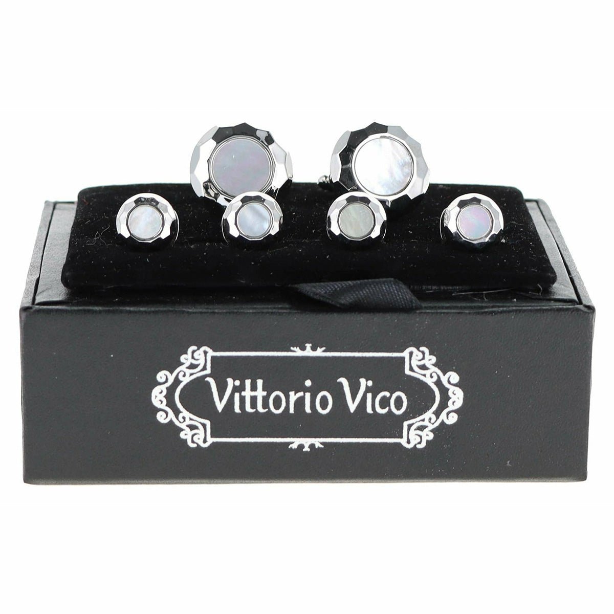 Vittorio Vico Silver Cufflinks &amp; Stud Sets by Classy Cufflinks - fs-200-silver - Classy Cufflinks