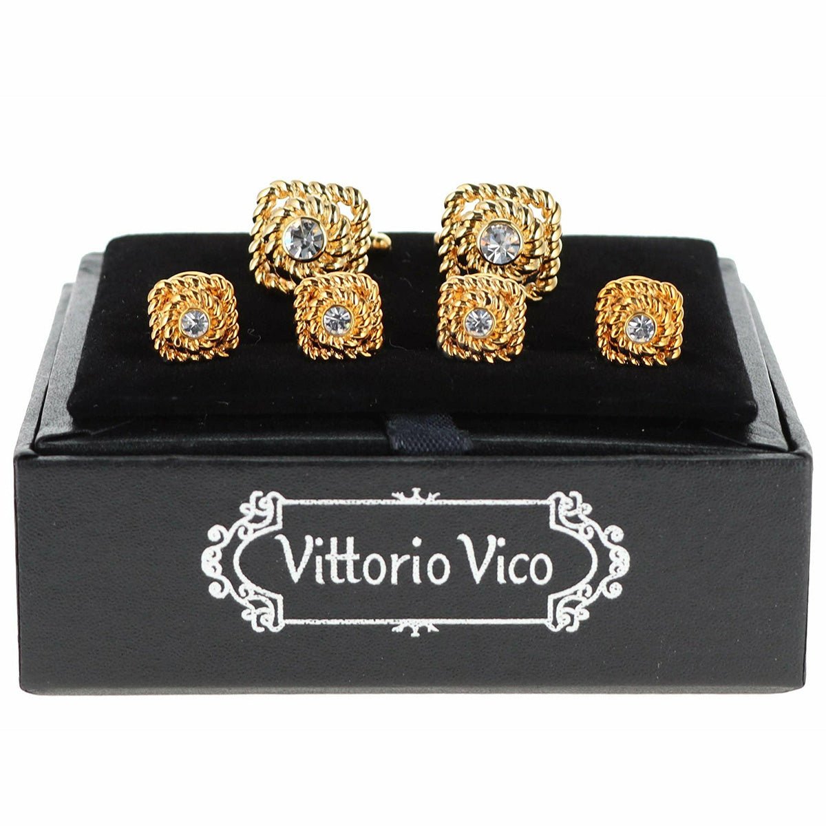 Vittorio Vico Gold Cufflinks &amp; Stud Sets by Classy Cufflinks - fs-213-gold - Classy Cufflinks
