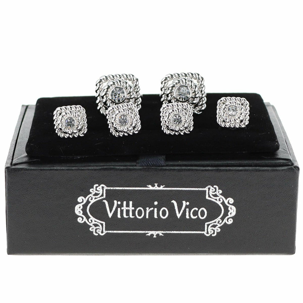 Vittorio Vico Silver Cufflinks &amp; Stud Sets by Classy Cufflinks - fs-213-silver - Classy Cufflinks