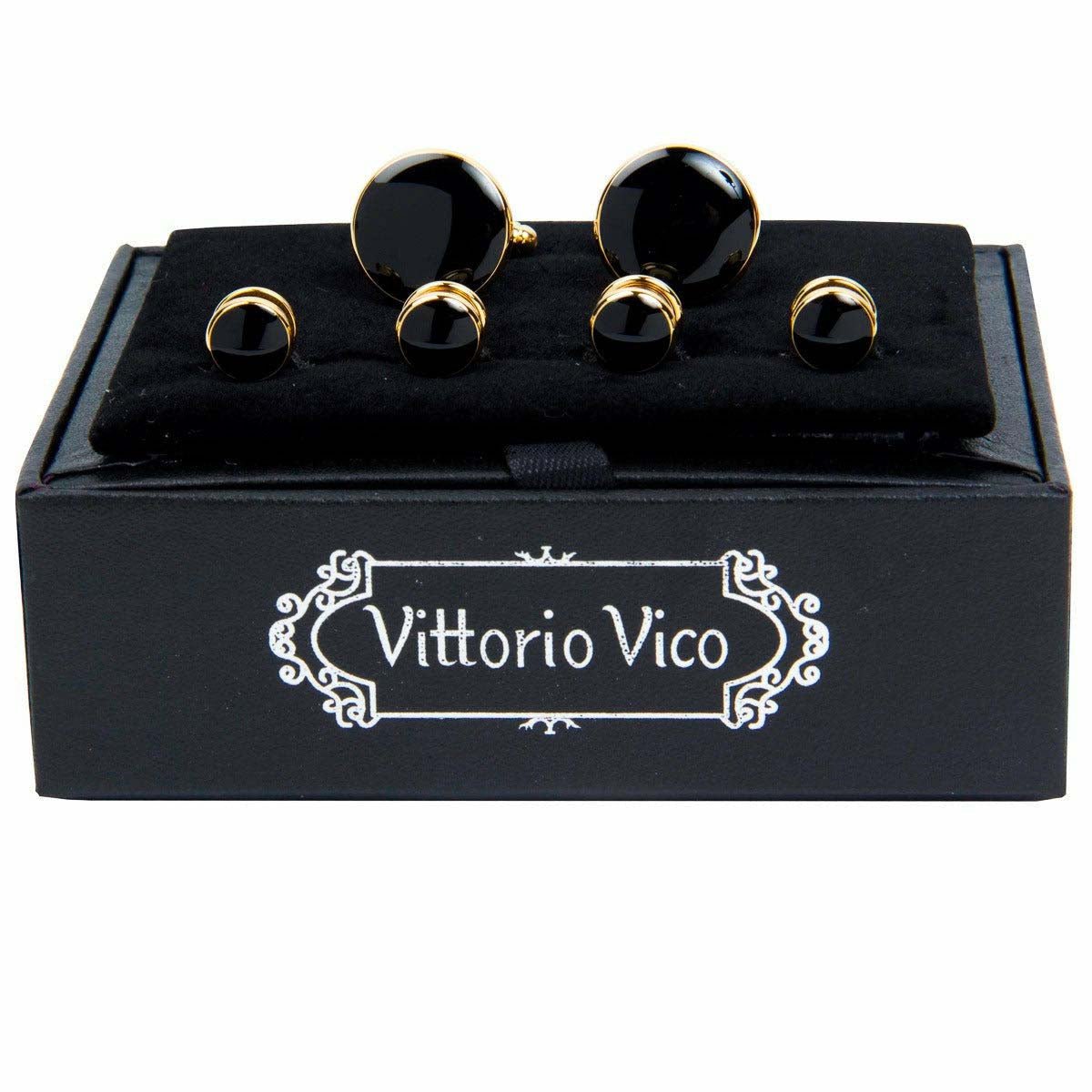 Vittorio Vico Men's Gold Cufflink &amp; Stud Sets in Gift Box