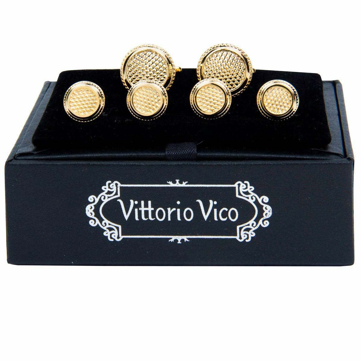 Vittorio Vico Men's Gold Cufflink &amp; Stud Sets in Gift Box