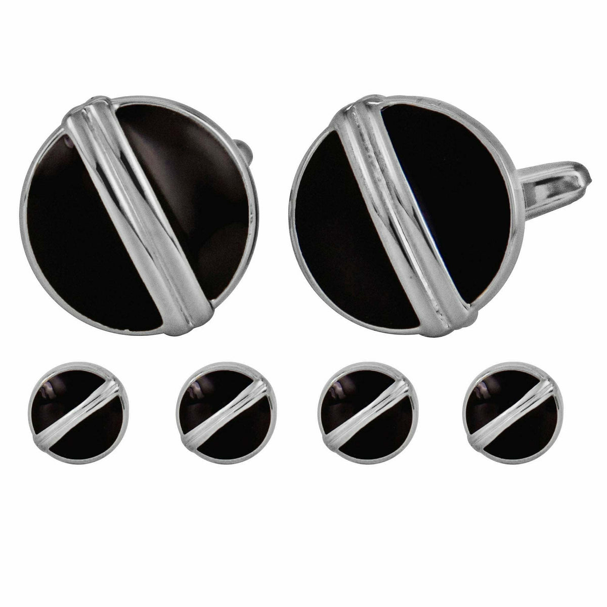 Vittorio Vico Men's Silver Cufflinks &amp; Stud Sets in Gift Box