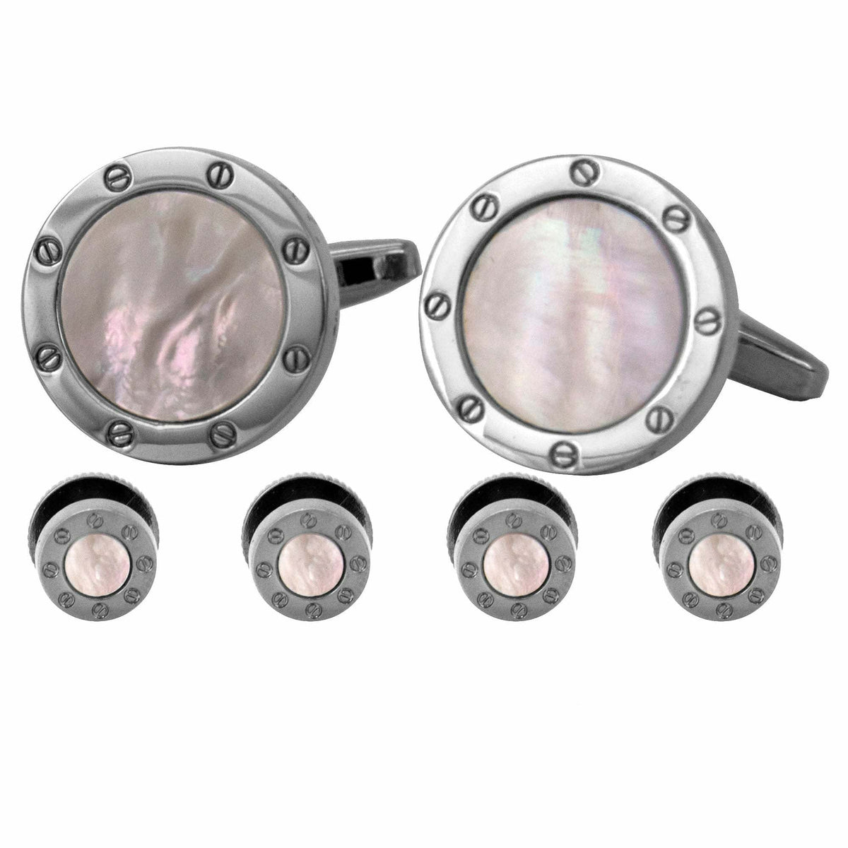 Vittorio Vico Men's Silver Cufflinks &amp; Stud Sets in Gift Box