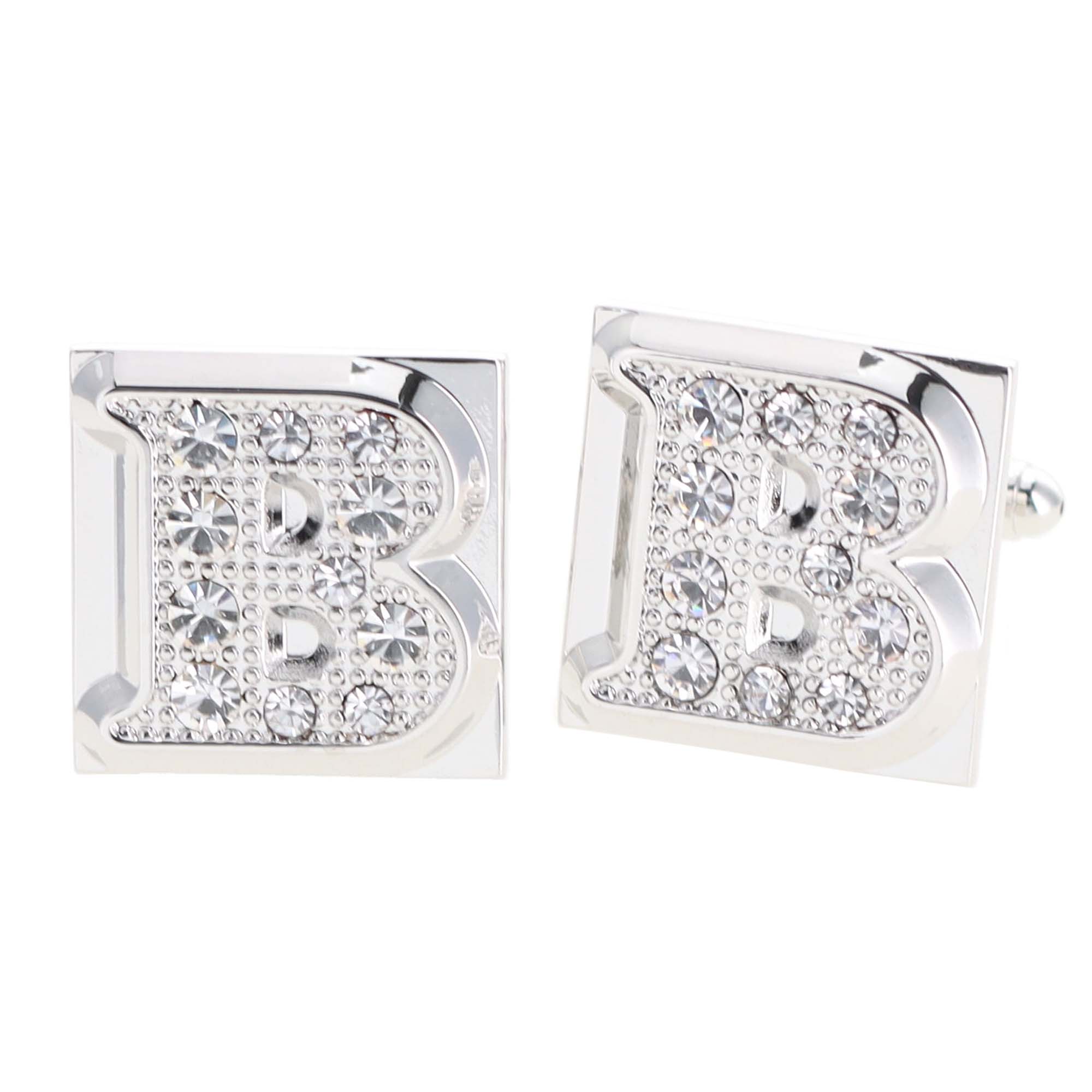 Vittorio Vico Rhinestone Initial Cufflinks in Gift Box