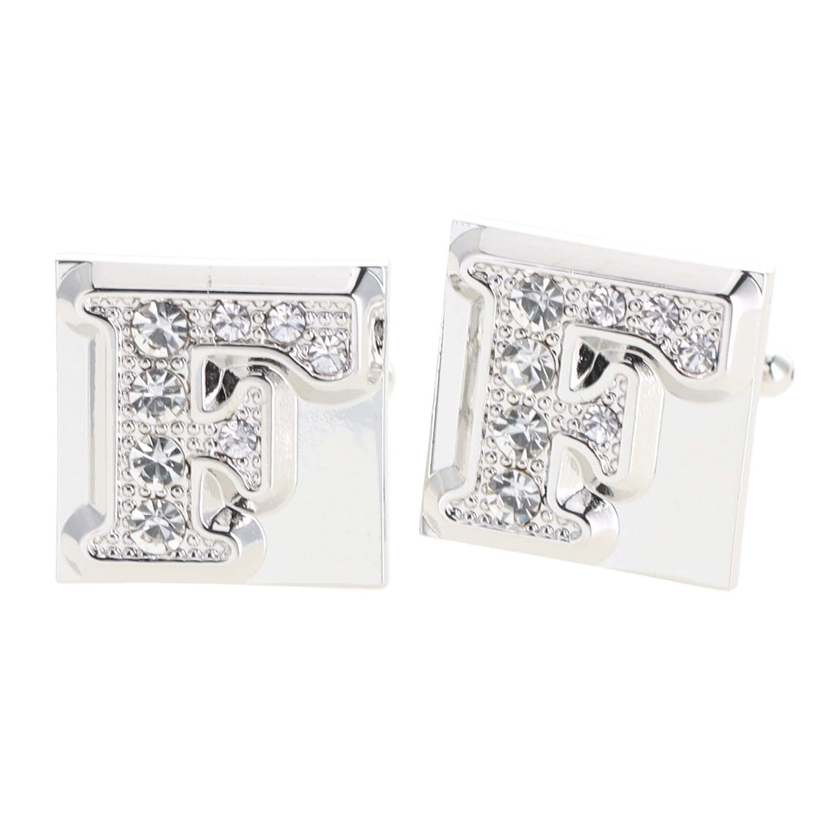 Vittorio Vico Rhinestone Initial Cufflinks in Gift Box