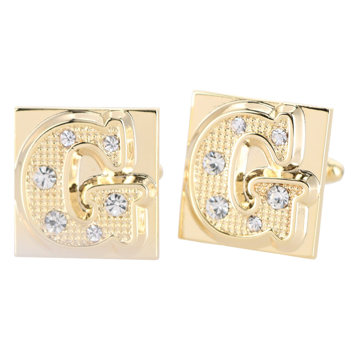 Vittorio Vico Rhinestone Initial Cufflinks: A to Z by Classy Cufflinks - ini2044-GG - Classy Cufflinks