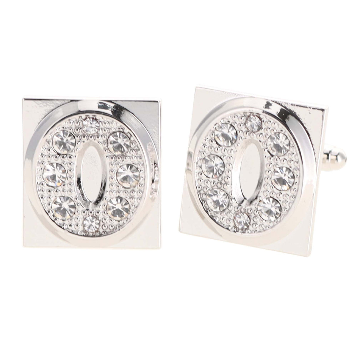 Vittorio Vico Rhinestone Initial Cufflinks in Gift Box