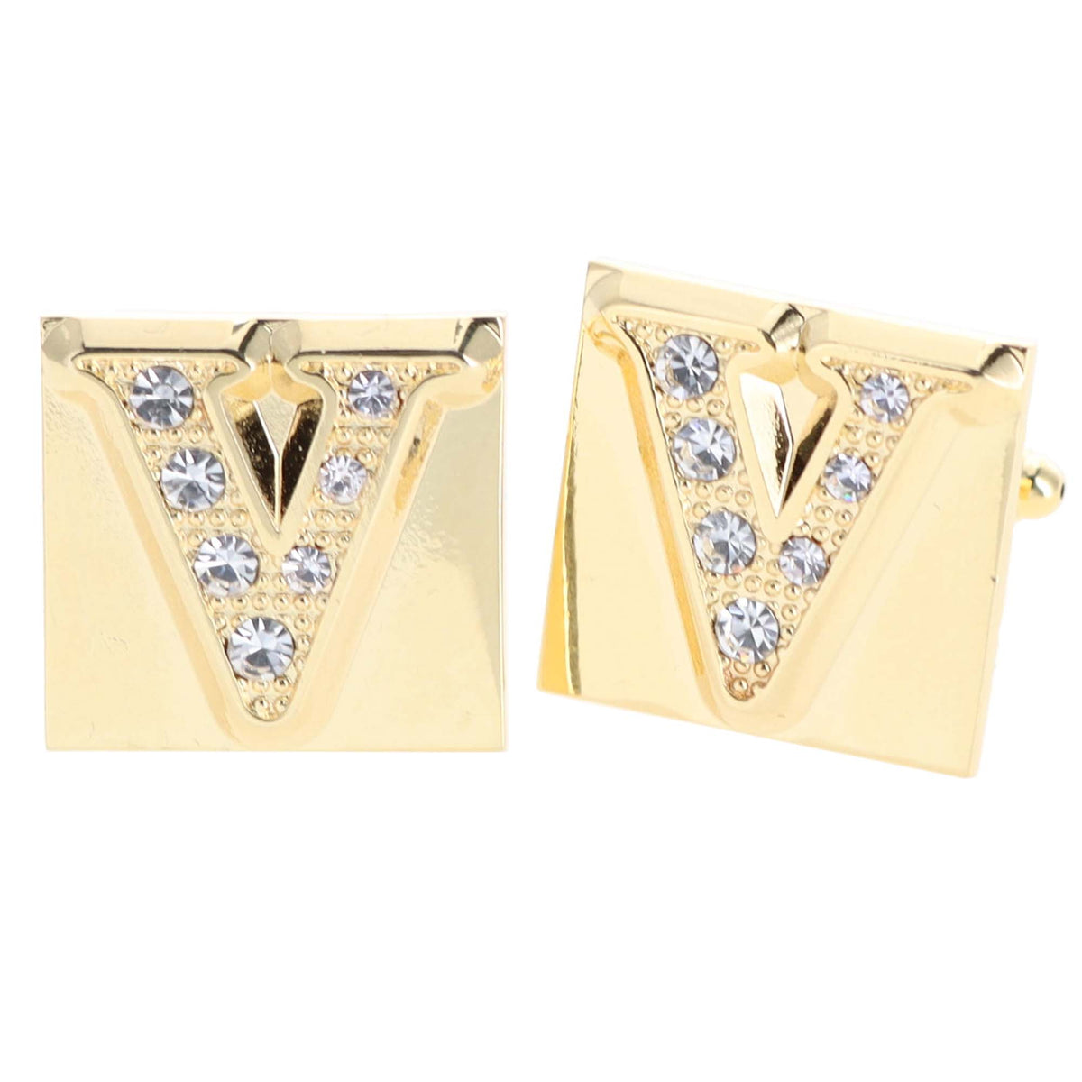Vittorio Vico Rhinestone Initial Cufflinks in Gift Box