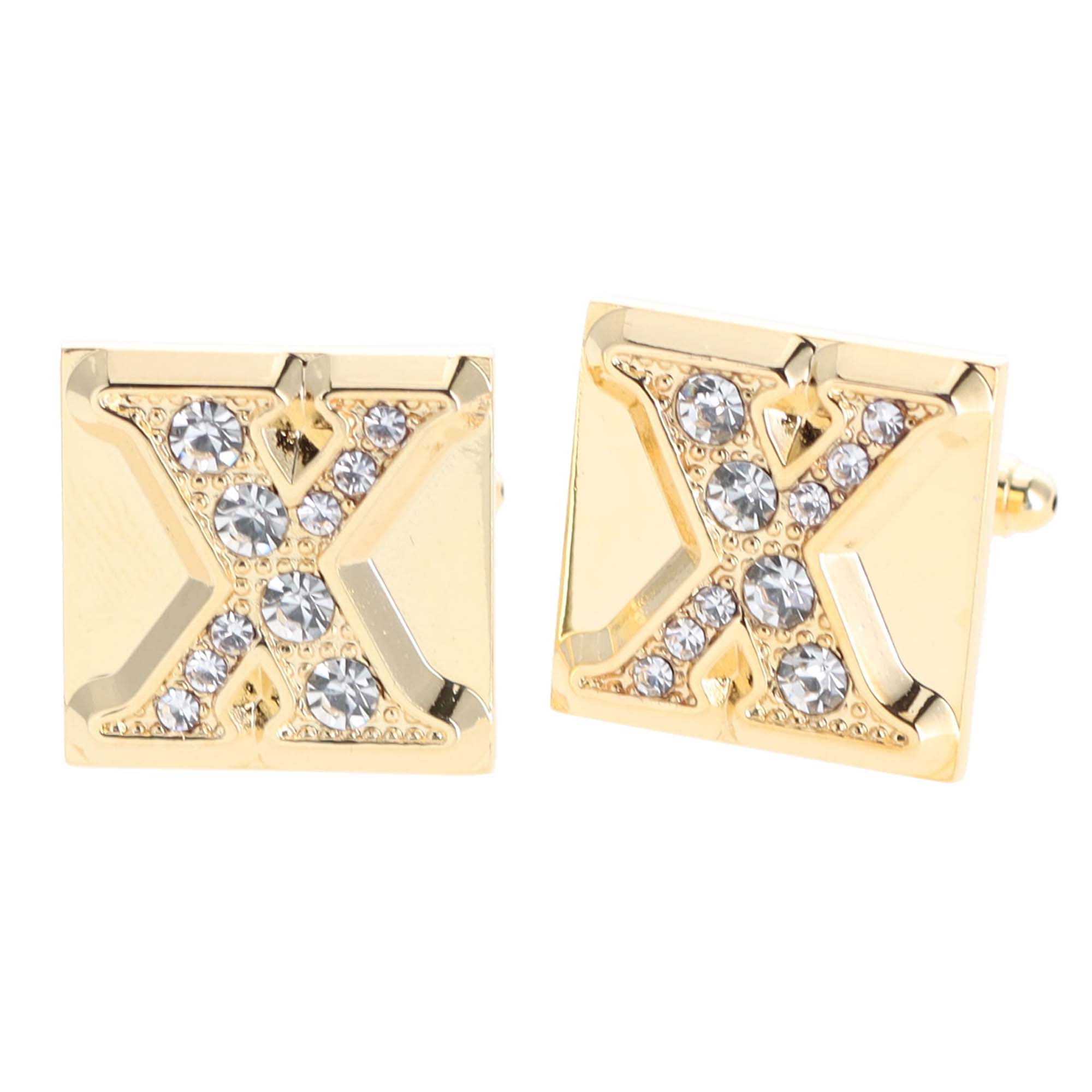 Vittorio Vico Rhinestone Initial Cufflinks in Gift Box