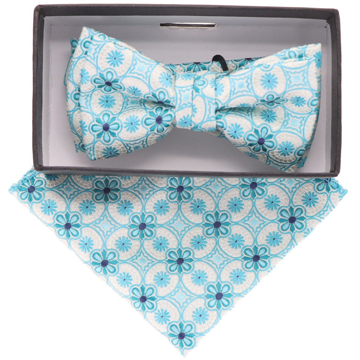 Vittorio Farina Boy's Designer Floral Print Print Bow Tie &amp; Pocket Square by Classy Cufflinks - kbh-023 - Classy Cufflinks