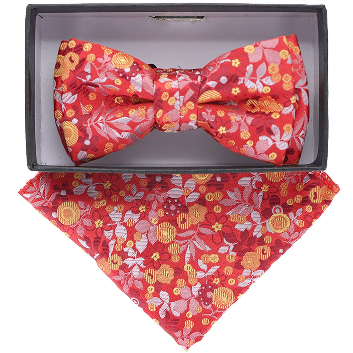 Vittorio Farina Boy's Designer Floral Print Print Bow Tie &amp; Pocket Square by Classy Cufflinks - kbh-063c - Classy Cufflinks