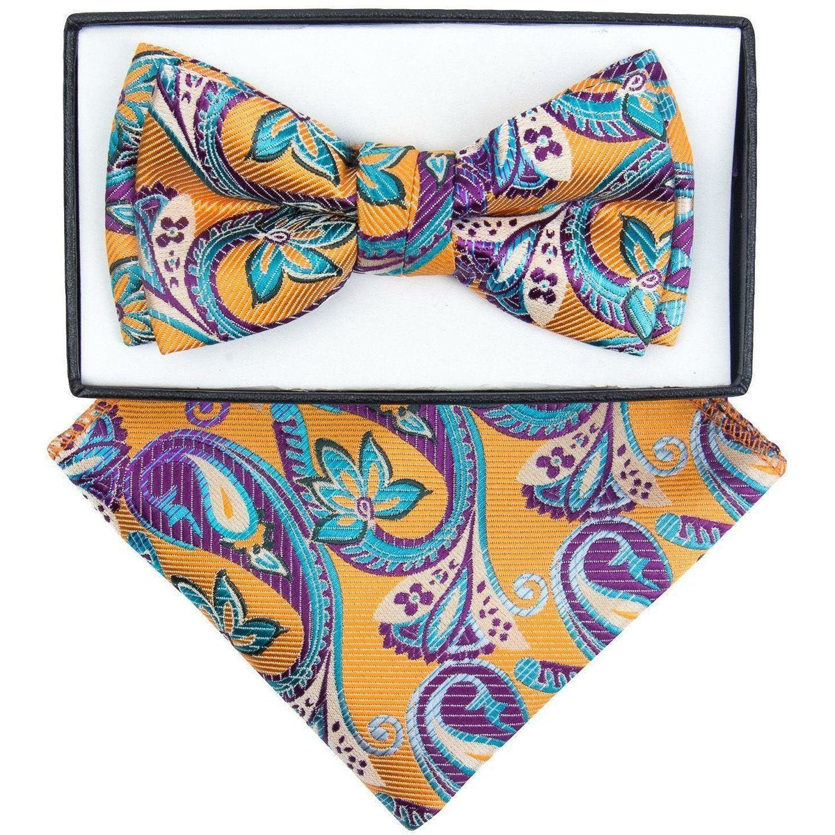 Vittorio Farina Boy's Designer Floral Print Print Bow Tie &amp; Pocket Square by Classy Cufflinks - KBH-1003 - Classy Cufflinks