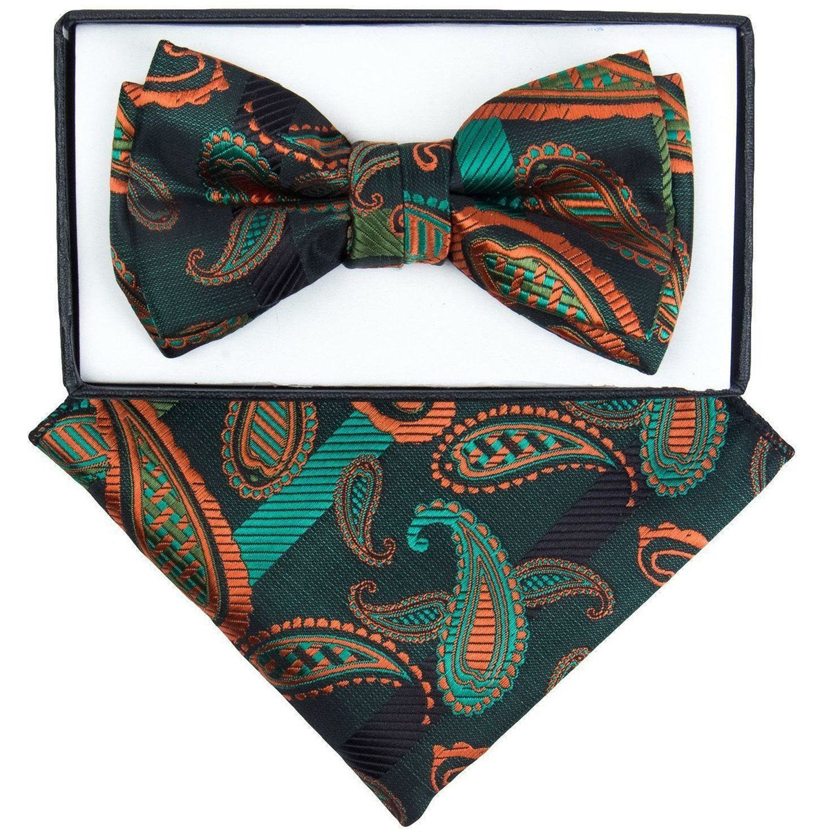 Vittorio Farina Boy's Floral Print Design Bow Tie &amp; Pocket Square in Gift Box