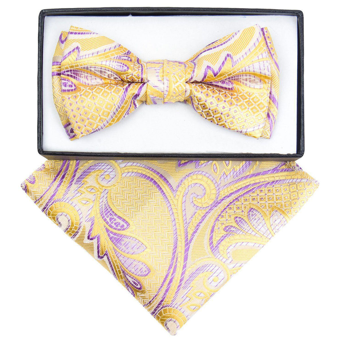 Vittorio Farina Boy's Floral Print Design Bow Tie &amp; Pocket Square in Gift Box