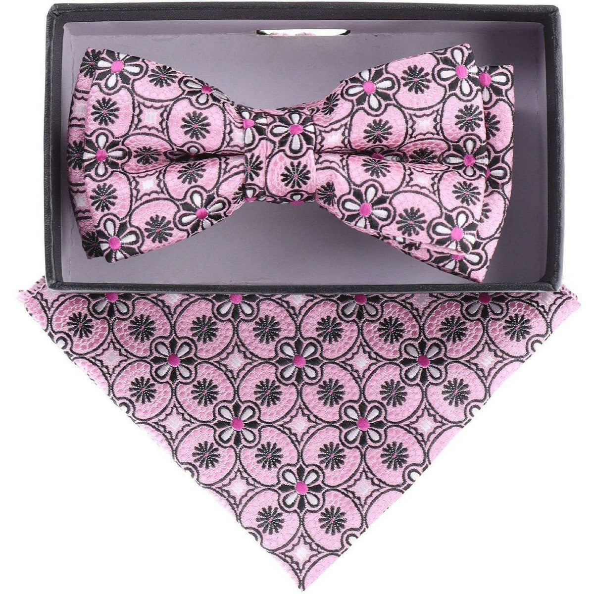 Vittorio Farina Boy's Designer Floral Print Print Bow Tie &amp; Pocket Square by Classy Cufflinks - KBH-21002 - Classy Cufflinks