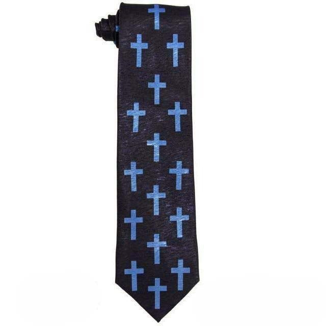 Vittorio Farina Men's Religious Satin Necktie &amp; Pocket Square