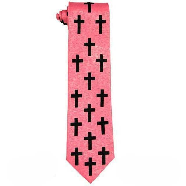 Vittorio Farina Men's Religious Satin Necktie &amp; Pocket Square