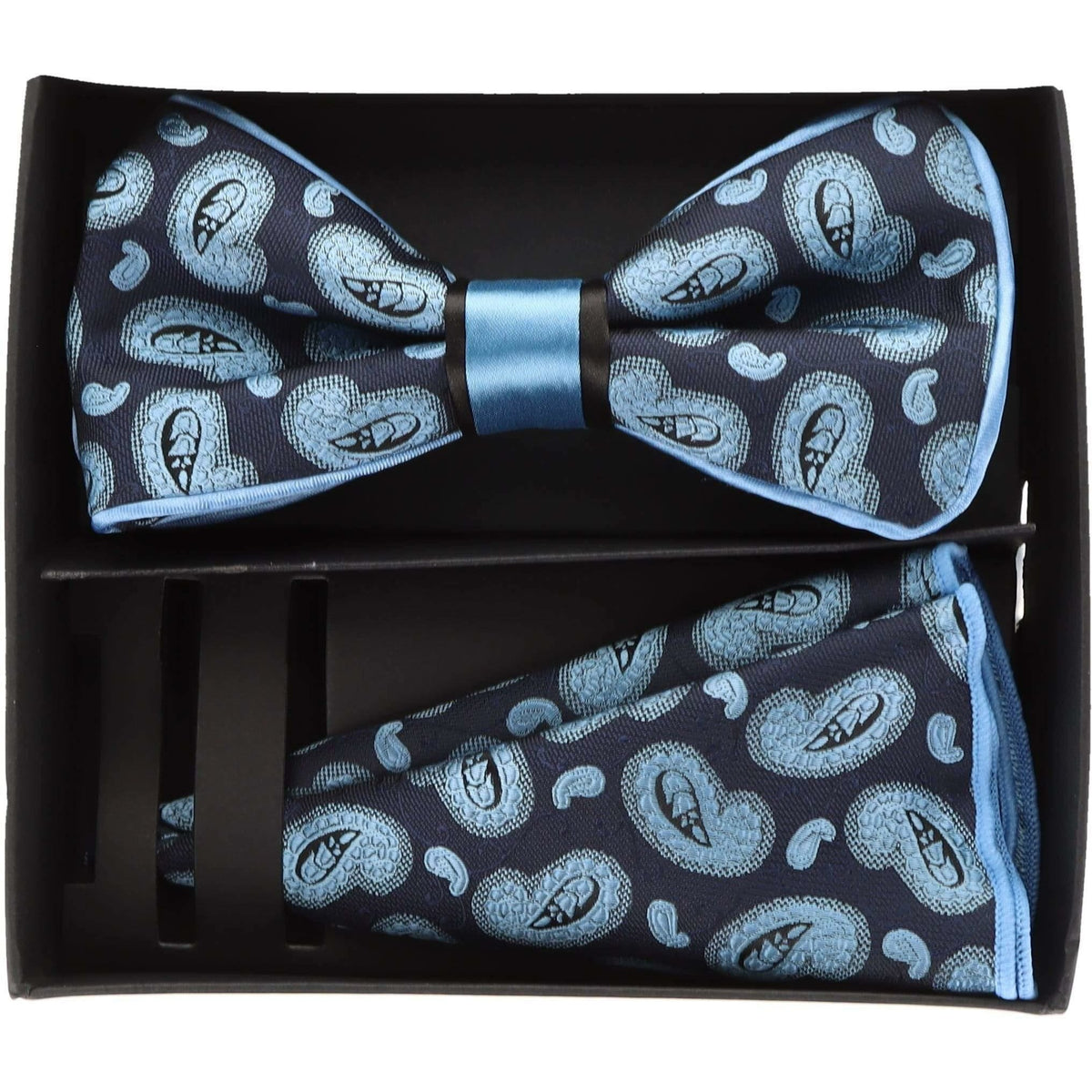 Vittorio Farina LIMITED EDITION Piping Bow Tie &amp; Round Pocket Square by Classy Cufflinks