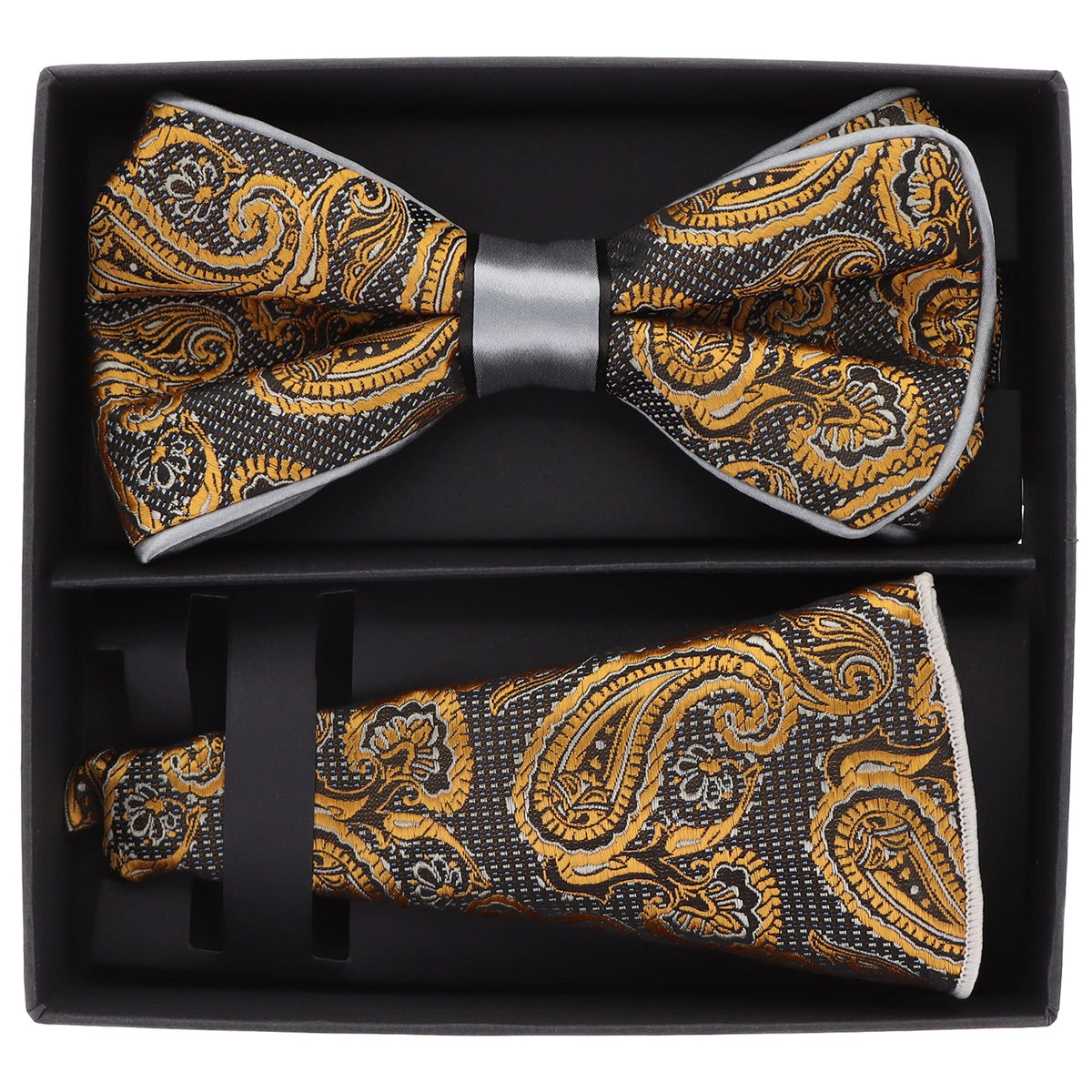 Vittorio Farina LIMITED EDITION Piping Bow Tie &amp; Round Pocket Square by Classy Cufflinks - pbh-21010 - Classy Cufflinks