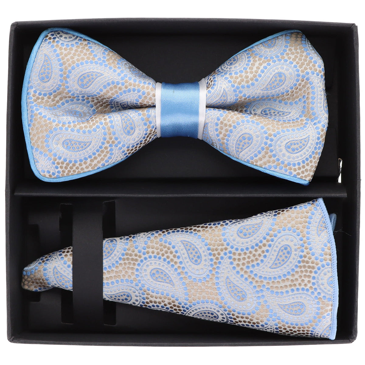 Vittorio Farina LIMITED EDITION Piping Bow Tie &amp; Round Pocket Square by Classy Cufflinks - pbh-21011 - Classy Cufflinks