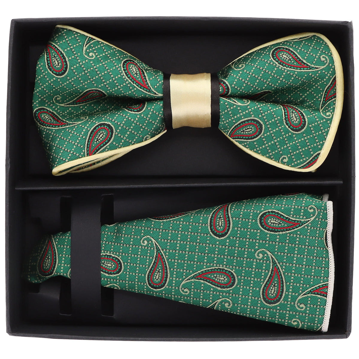 Vittorio Farina LIMITED EDITION Piping Bow Tie &amp; Round Pocket Square by Classy Cufflinks - pbh-21013 - Classy Cufflinks