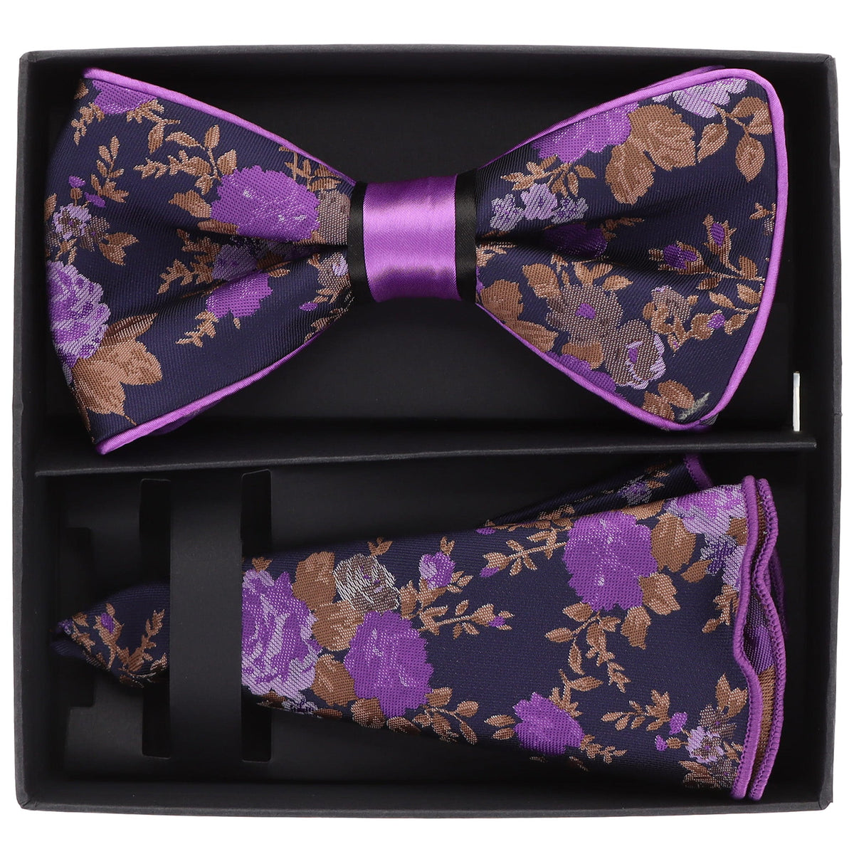 Vittorio Farina LIMITED EDITION Piping Bow Tie &amp; Round Pocket Square by Classy Cufflinks - pbh-21015 - Classy Cufflinks