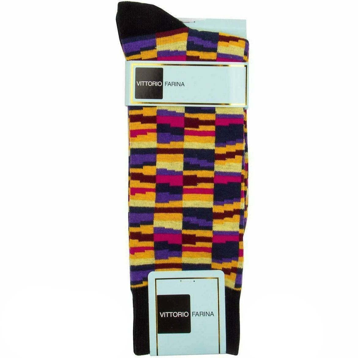 Vittorio Farina Men&#39;s Cotton Anklett Crazy Stripe Dress Socks