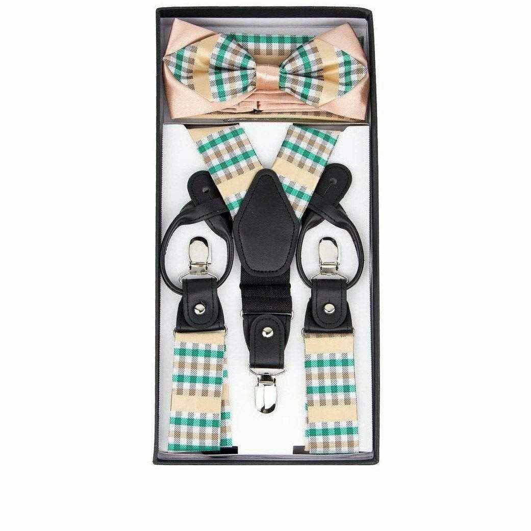 Vittorio Farina Men's Paisley Clip End Suspender with Silver Hardware in Gift Box: 70% Polyester & 30% Elastomer