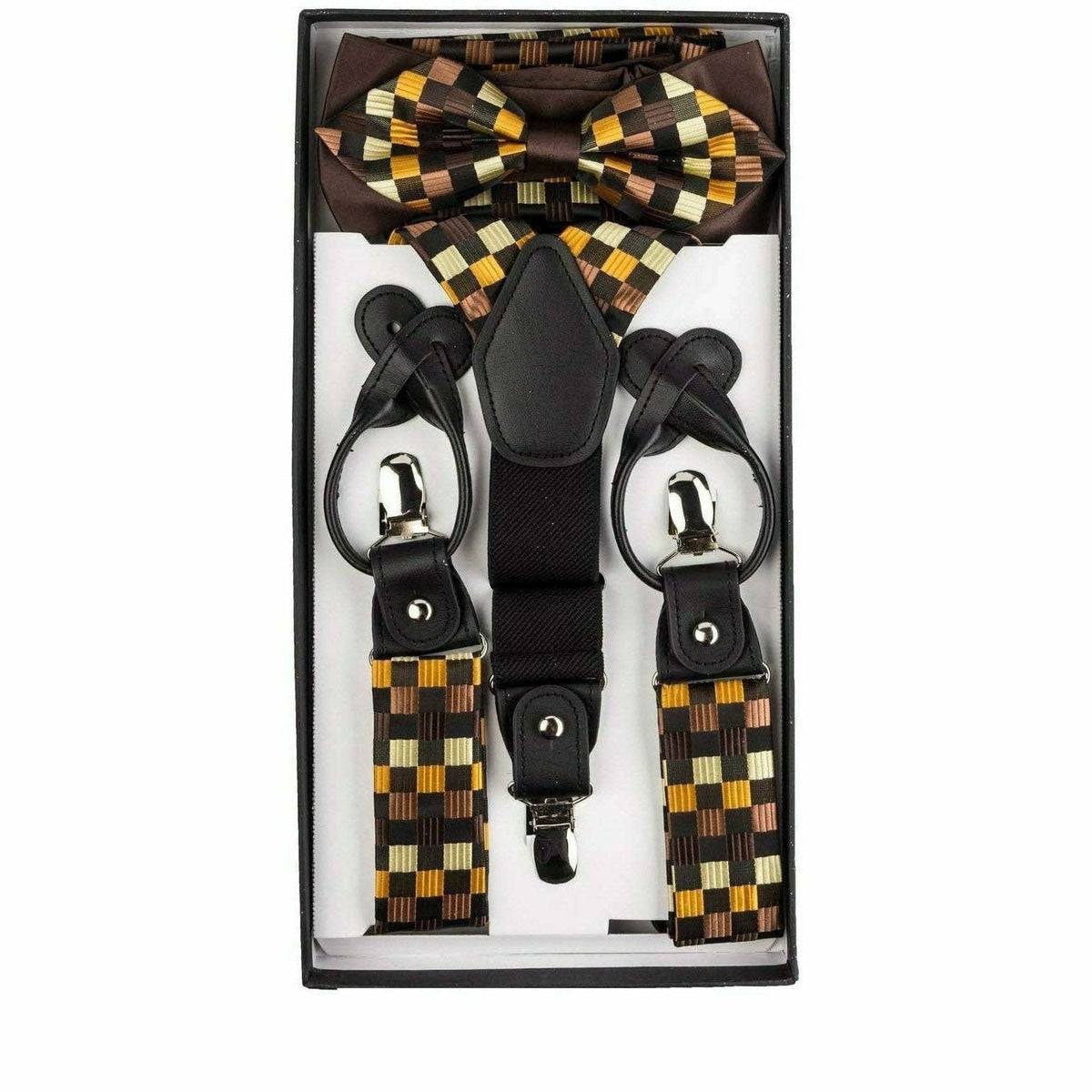 Vittorio Farina Men's Paisley Clip End Suspender with Silver Hardware in Gift Box: 70% Polyester & 30% Elastomer