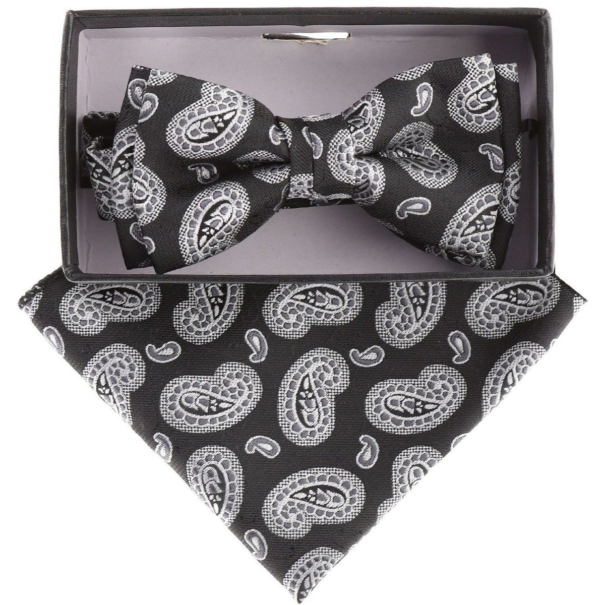 Vittorio Farina Boy's Designer Floral Print Print Bow Tie &amp; Pocket Square by Classy Cufflinks